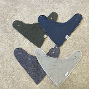 Copper Pearl Bandana Bib Set of 4, Blue and Gray